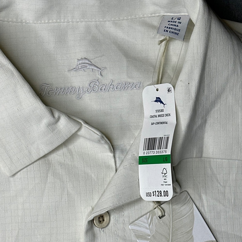 Tommy Bahama Coastal Breeze Check Shirt Mens Large Continental Silk‎ Blend NWT - Picture 2 of 13